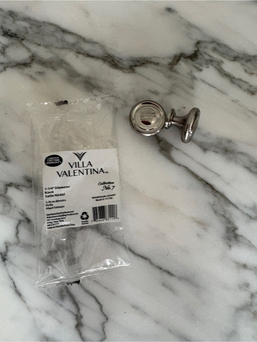 Valentina Set of 7 Satin Nickel Drawer Knobs for Furniture, Vanities or Cabinets